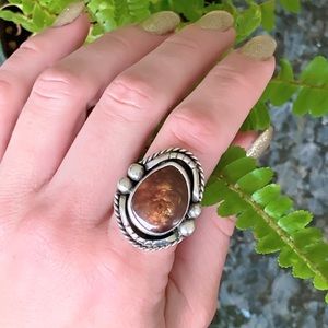 Vintage Fire Agate Ring Handmade Sterling Sz 8.5